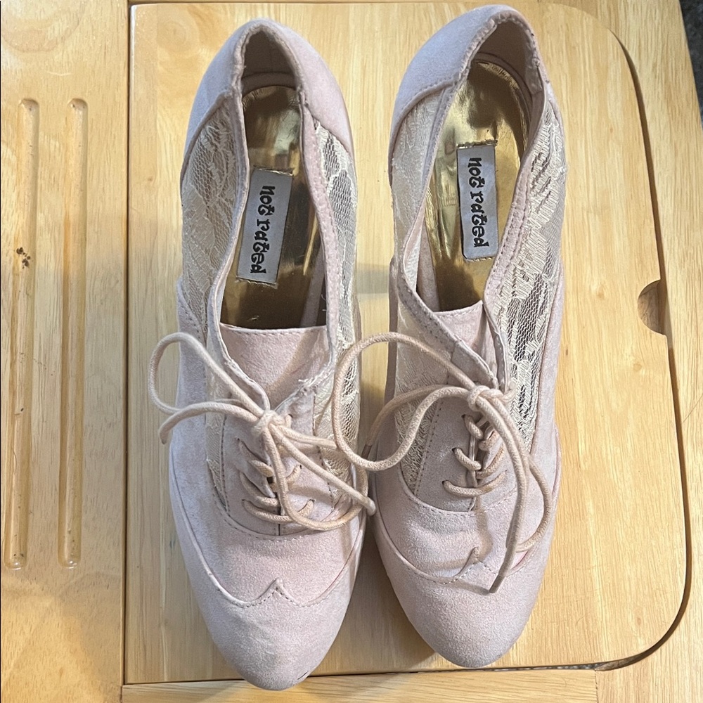 Not Rated Lace-Up Platforms - Soft Pink